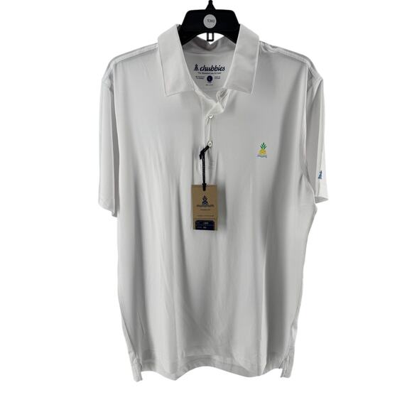 Two (2) Chubbies Men's White The Complete Outfit Performance Polo 2.0 Size L NEW - Picture 1 of 5